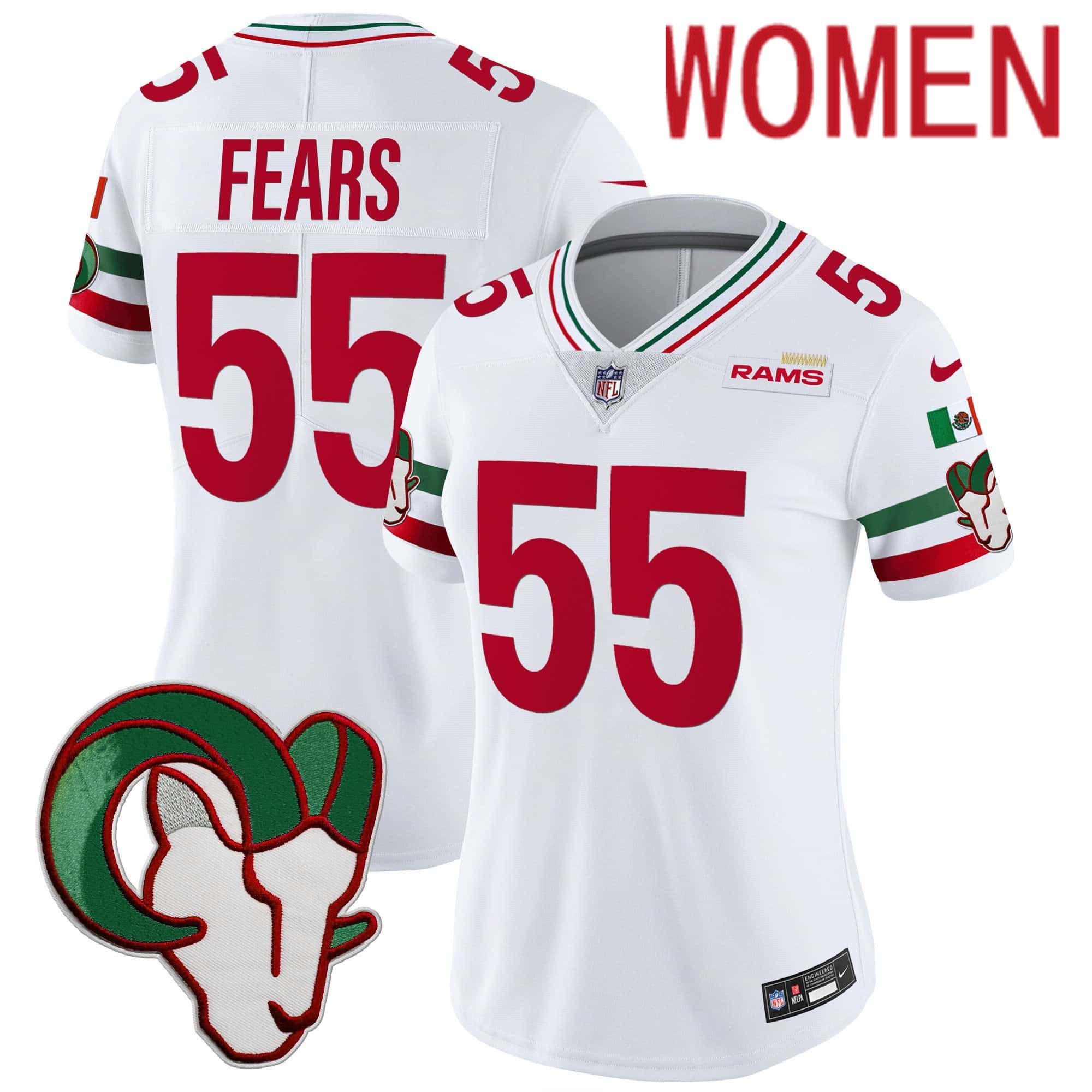 Women Los Angeles Rams #55 Fears White 2024 Nike Mexico Vapor Limited NFL Jersey->women nfl jersey->Women Jersey